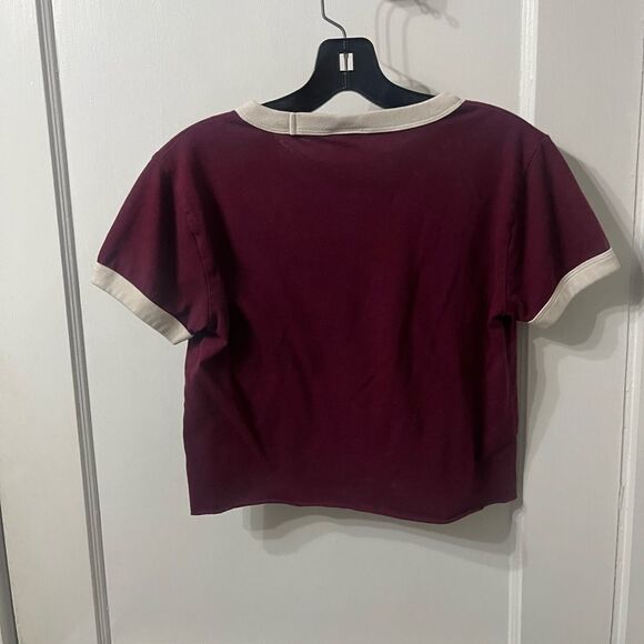 PINK Maroon and Cream T-Shirt - Picture 2 of 3